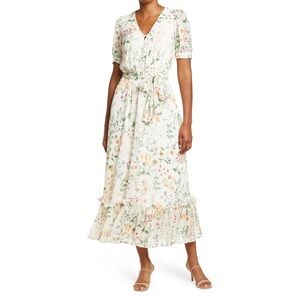 Calvin Klein Floral Midi Dress - Cream with flowers